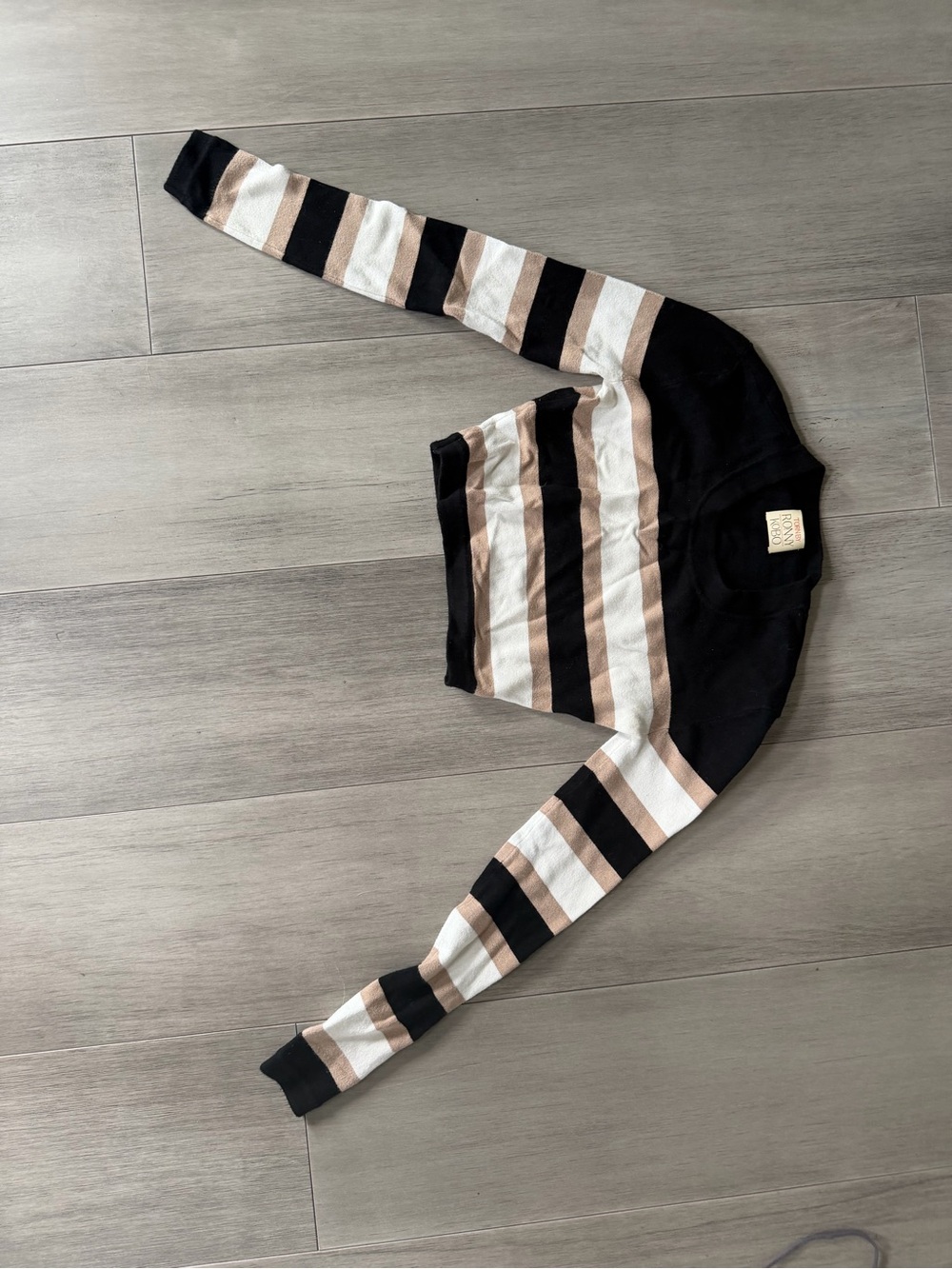 Torn by Ronny Kobo Kids Striped Sweater - Black, Cream & Tan